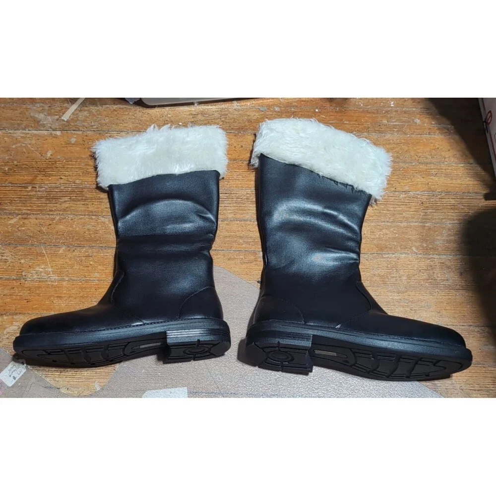 XX 23342 Fancy Footworks By J Hats Santa White Faux Fur Black Boots Size M